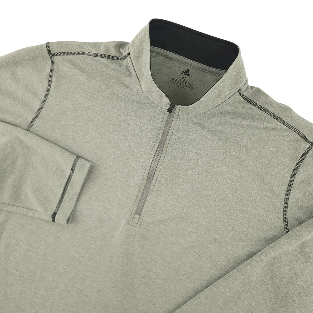 Adidas Pullover Mens XL Gray 1/4 Zip Long Sleeve Lightweight Top Athletic